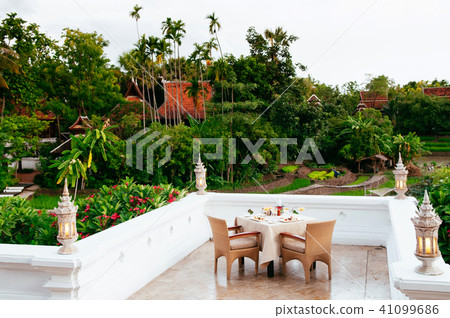Luxury dinner table at fine dinning restaurant 41099686