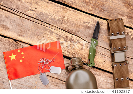 Chineese flag and military travel items. Chineese flag and military travel items. 41102827