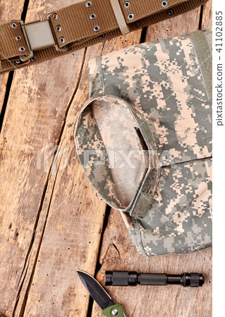 War soldier equipment flat lay. 41102885