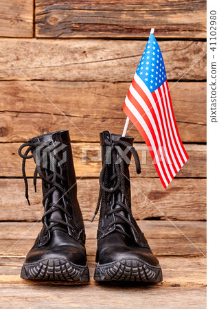 Combat boots with flag of united states. Combat boots with flag of united states. 41102980
