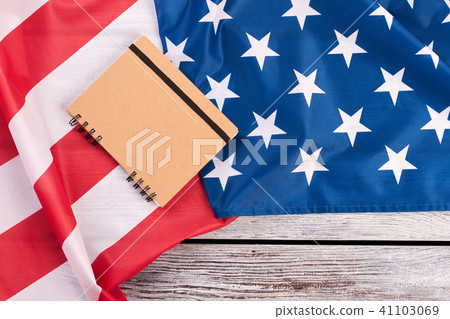 Flag of USA, notepad and copy space. Flag of USA, notepad and copy space. 41103069