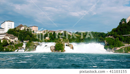 View of the european biggest waterfall Rheinfall in Switzerland. 41103155