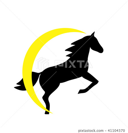 Running horse black silhouette Running horse black silhouette 41104370