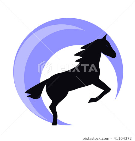 Running horse black silhouette Running horse black silhouette 41104372