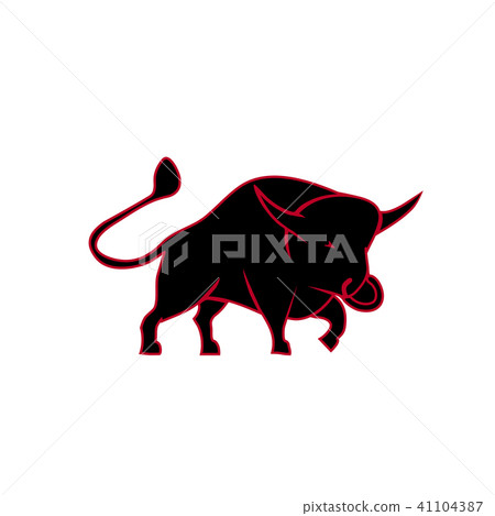 Bull black silhouette - stand on its legs Bull black silhouette - stand on its legs 41104387