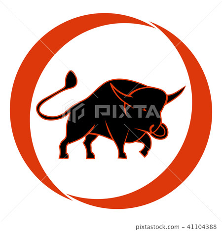 Bull black silhouette - stand on its legs Bull black silhouette - stand on its legs 41104388
