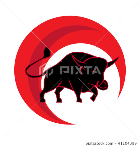 Bull black silhouette - stand on its legs Bull black silhouette - stand on its legs 41104389