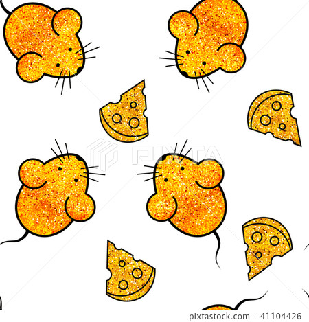 seamless pattern - golden mouse and cheese seamless pattern - golden mouse and cheese 41104426