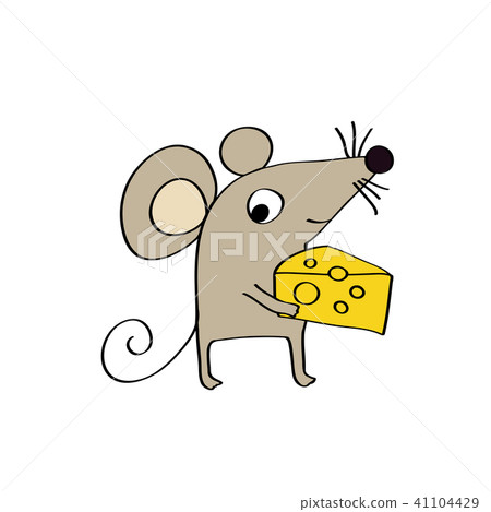 mouse with a piece of cheese 41104429