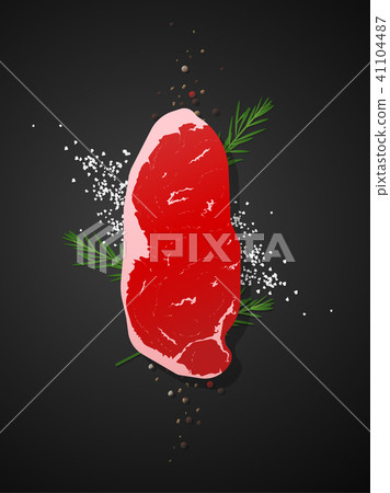 Raw beef, strip loin steak on dark background Raw beef, strip loin steak on dark background 41104487