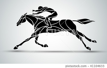 Horse race. Equestrian sport. Silhouette of racing with jockey 41104633