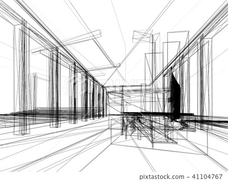 sketch design of interior hall, 3d rendering sketch design of interior hall, 3d rendering 41104767