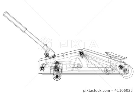 Hydraulic floor jack outline. Vector Hydraulic floor jack outline. Vector 41106023
