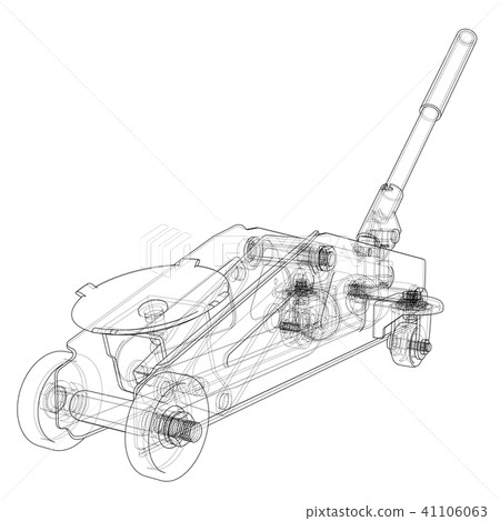 Hydraulic floor jack outline. Vector 41106063