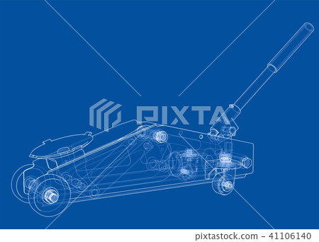 Hydraulic floor jack outline. Vector Hydraulic floor jack outline. Vector 41106140