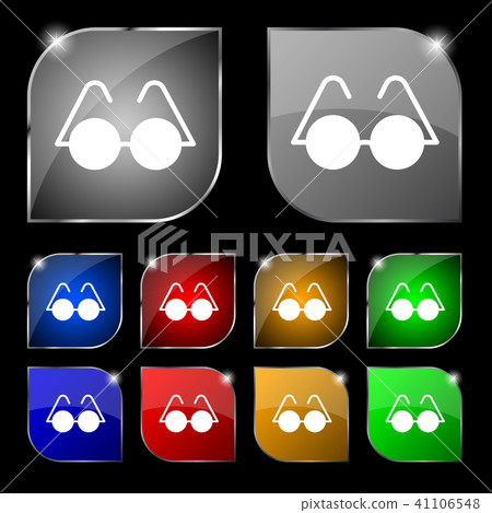 Glasses icon sign. Set of ten colorful buttons wit - Stock Illustration ...