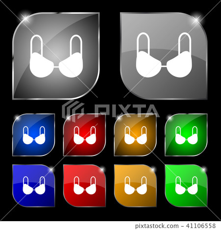 brassiere top icon sign. Set of ten colorful butto 41106558