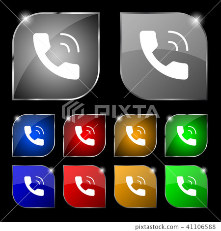 Phone icon sign. Set of ten colorful buttons with 41106588