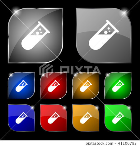 chemistry icon sign. Set of ten colorful buttons w chemistry icon sign. Set of ten colorful buttons w 41106782