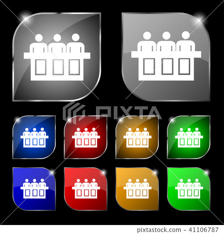 Conference icon sign. Set of ten colorful buttons 41106787