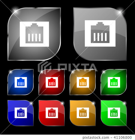 Internet cable, RJ-45 icon sign. Set of ten colorf 41106800