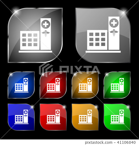 Code Button Hopsital Hospital icon sign. Set of ten colorful buttons wi - Stock Illustration ...