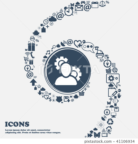Profile Setting Icon in the center. Around the man Profile Setting Icon in the center. Around the man 41106934