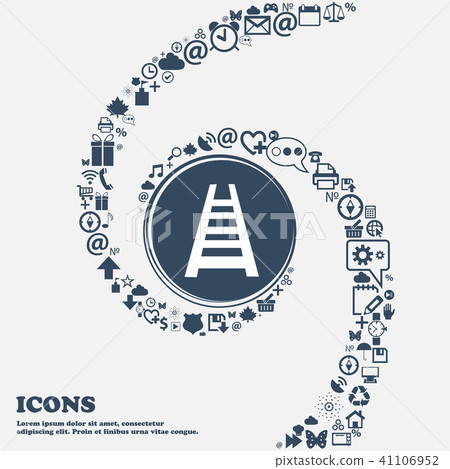 Railway track icon in the center. Around the many Railway track icon in the center. Around the many 41106952
