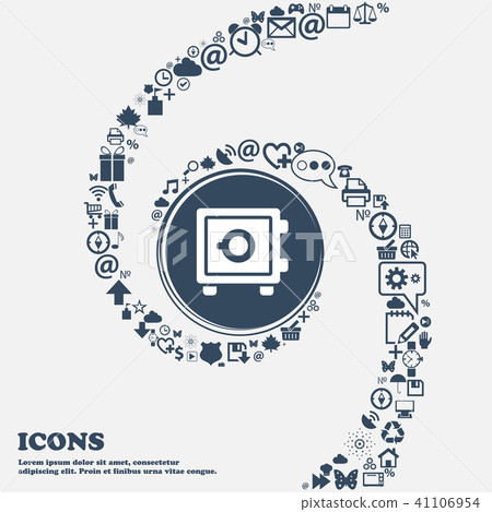 Safe icon in the center. Around the many beautiful Safe icon in the center. Around the many beautiful 41106954