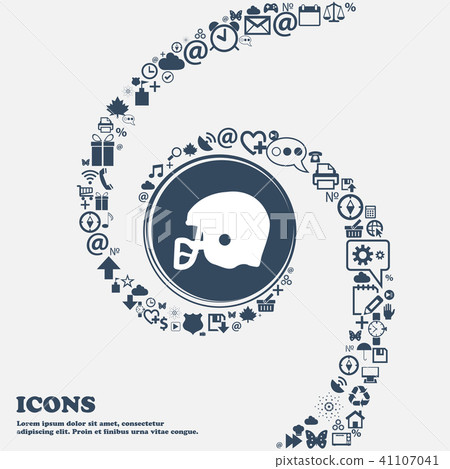 american football helmet icon in the center. Aroun 41107041