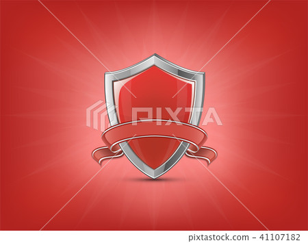Red shield with ribbon - Stock Illustration [41107182] - PIXTA