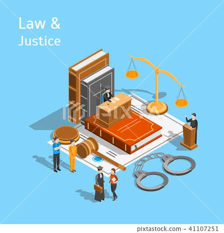 Law Justice Composition Concept 3d Isometric View. Vector Law Justice Composition Concept 3d Isometric View. Vector 41107251