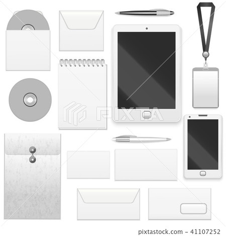 Realistic Detailed 3d Stationery Template Mockup Set. Vector Realistic Detailed 3d Stationery Template Mockup Set. Vector 41107252