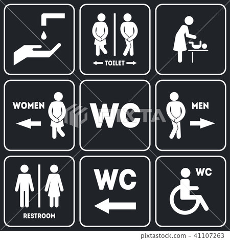 WC Sign for Restroom Set. Vector 41107263