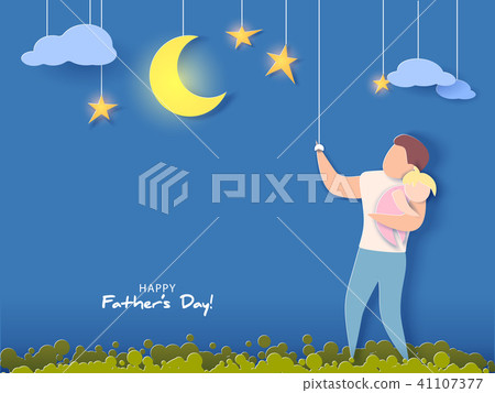 Happy fathers day card. Paper cut style. 41107377