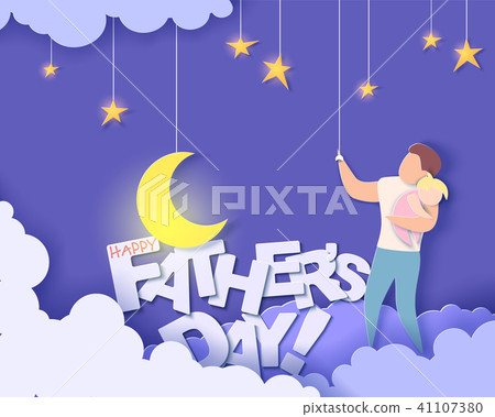 Happy fathers day card. Paper cut style. Happy fathers day card. Paper cut style. 41107380