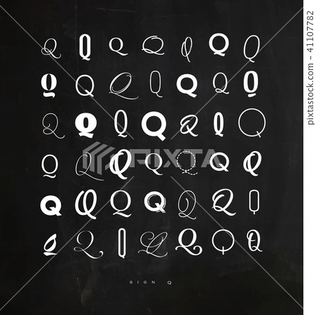 Set symbol q for letters chalk Set symbol q for letters chalk 41107782