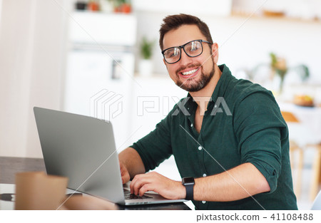 Happy man businessman, freelancer, student 41108488
