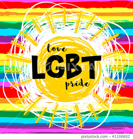 LGBT flag against homosexual discrimination. Lettering: LGBT Pride Love and Rainbow pattern. Gay 41108682