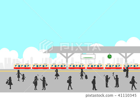 Station Train People Silhouette 41110345