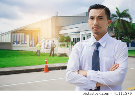 Man checking the factory or industry blurred Man checking the factory or industry blurred 41111579