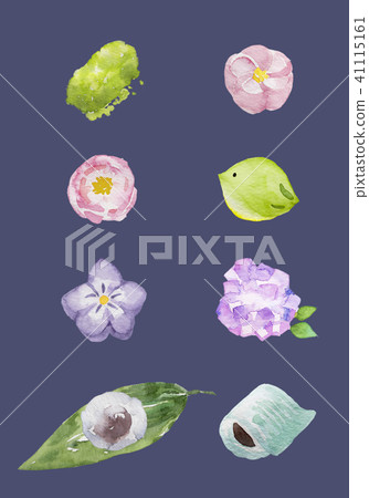 Japanese sweets Dough kneading watercolor illustration 41115161