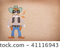 Bandit in cowboy clothes and black mask with guns 41116943