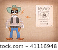 Bandit in cowboy clothes and black mask with guns 41116948