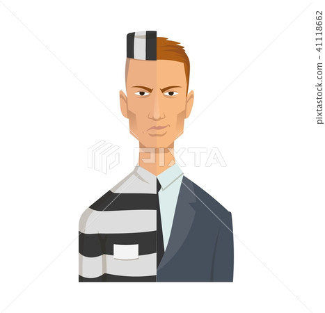 Two-faced corrupt official, businessman, criminal. Double face of corruption. Flat vector Two-faced corrupt official, businessman, criminal. Double face of corruption. Flat vector 41118662