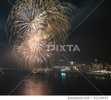 Fireworks over the River in the City 41119435