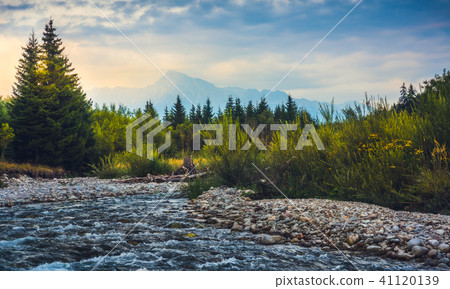 Landscape with River and Mountain 41120139
