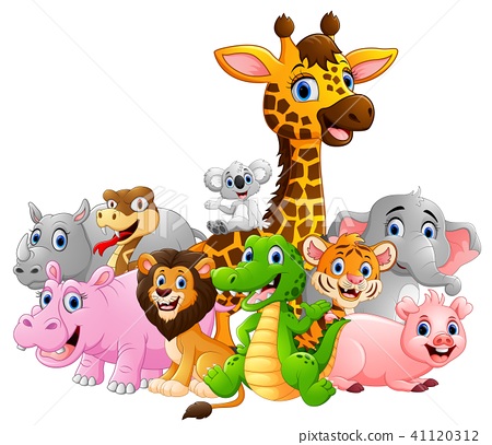 圖庫插圖: happy safari animal cartoon