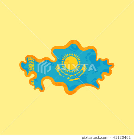Kazakhstan - Map colored with Kazakhstani flag Kazakhstan - Map colored with Kazakhstani flag 41120461