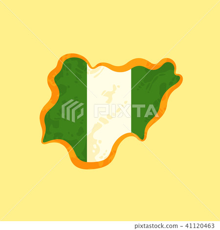 Nigeria - Map colored with Nigerian flag 41120463